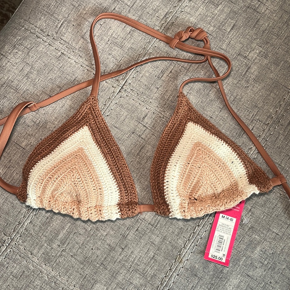 NWT brown knitted bikini top